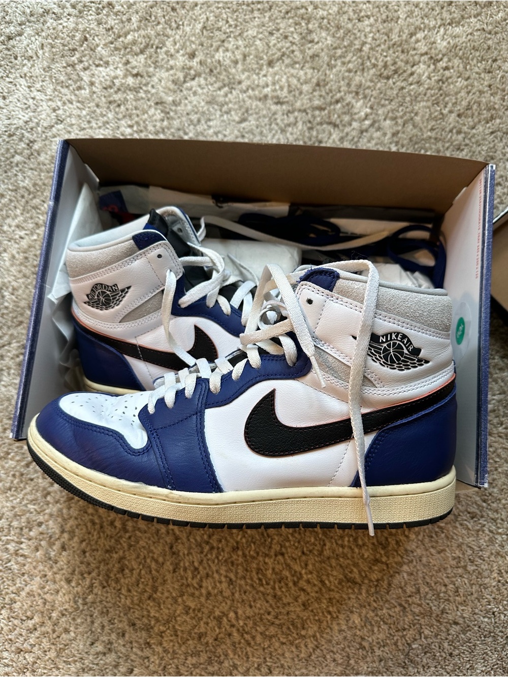 Jordan Men’s High-Top Sneakers in White, Navy & Black